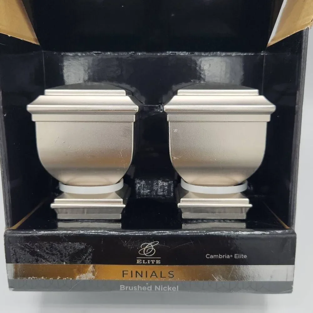 2 Pack Cambria Elite Finials Brushed Nickel Napoleon Premium Quality Drapery